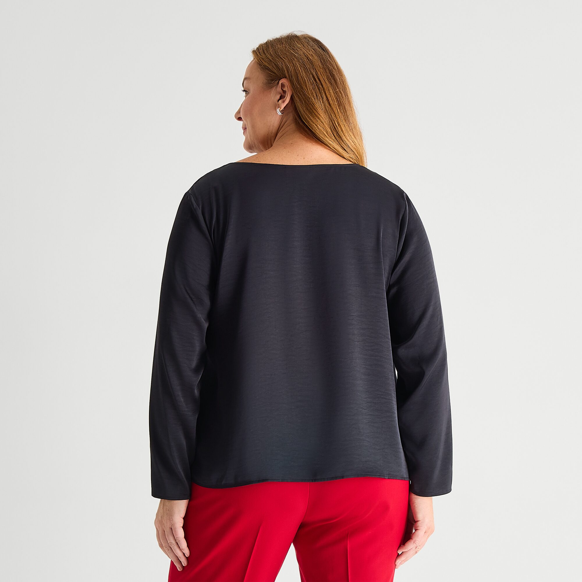 Liz Claiborne Womens Plus Cowl Neck Long Sleeve Blouse