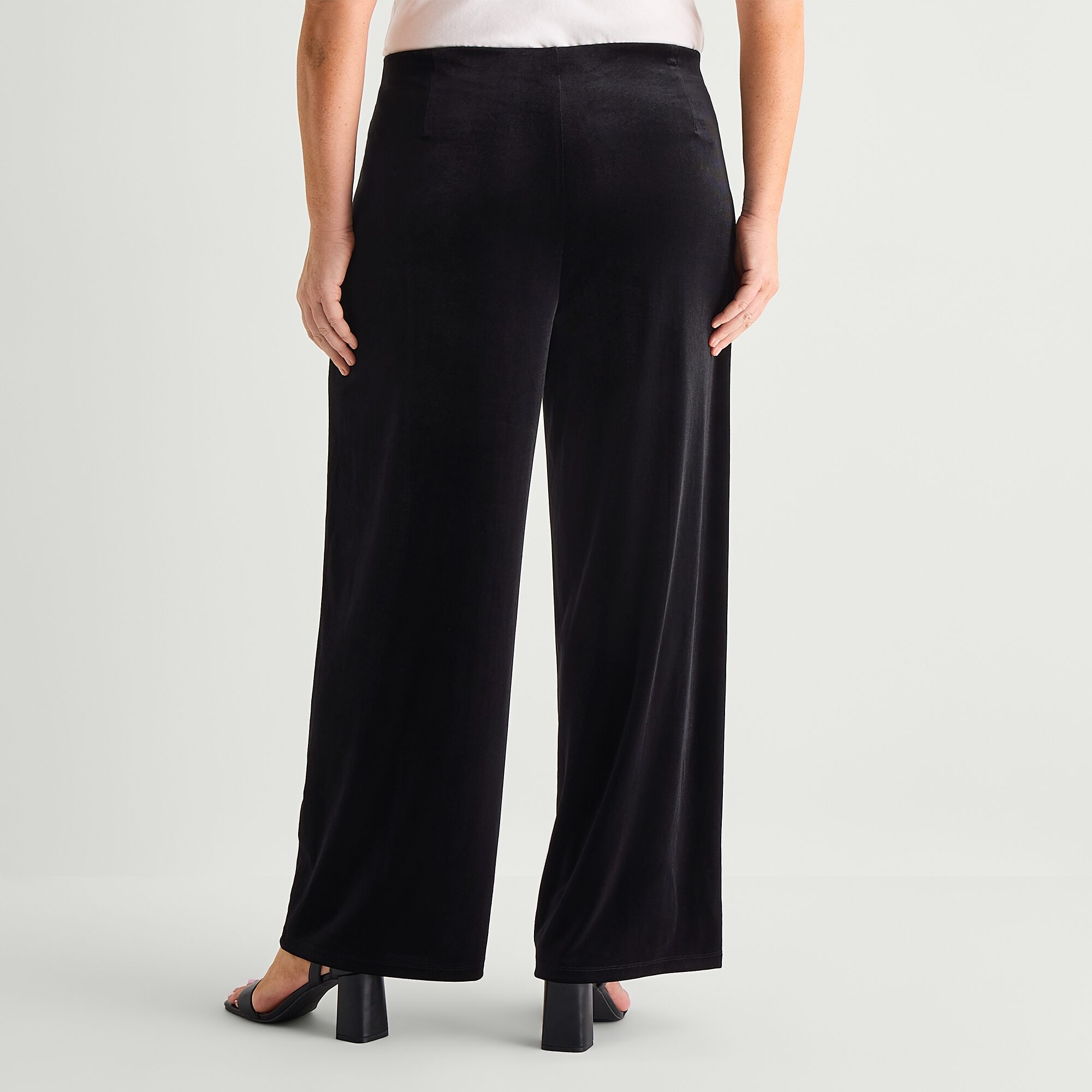 Liz Claiborne Velvet Womens Plus Wide Leg Mid Rise Pull-On Pant