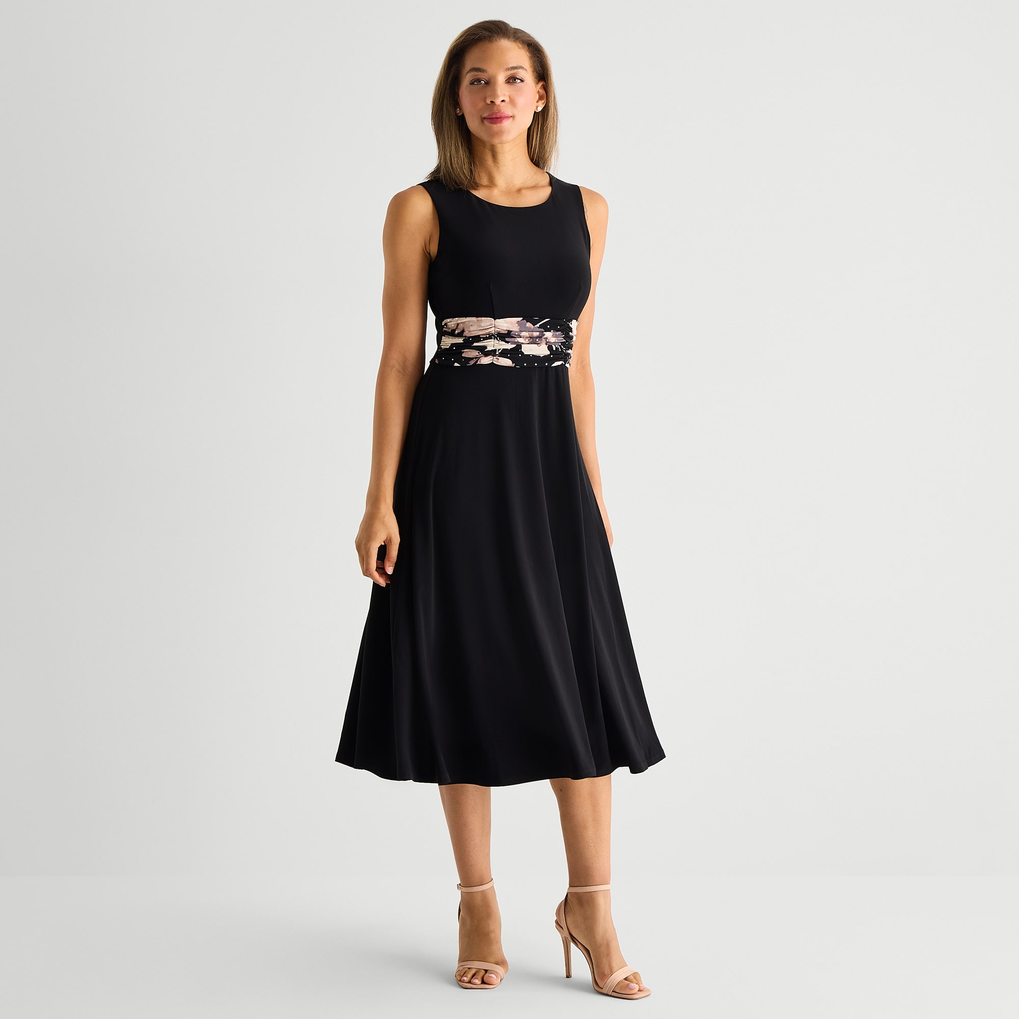 Jessica Howard Womens Midi Floral Jacket Dress