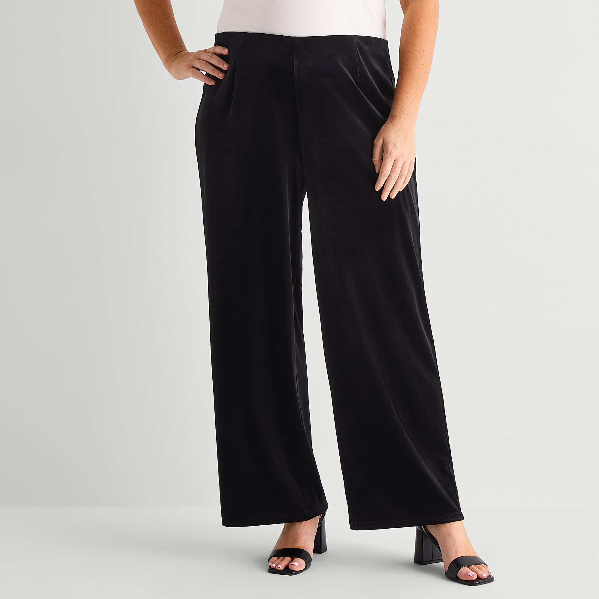 Liz Claiborne Velvet Womens Plus Wide Leg Mid Rise Pull-On Pant