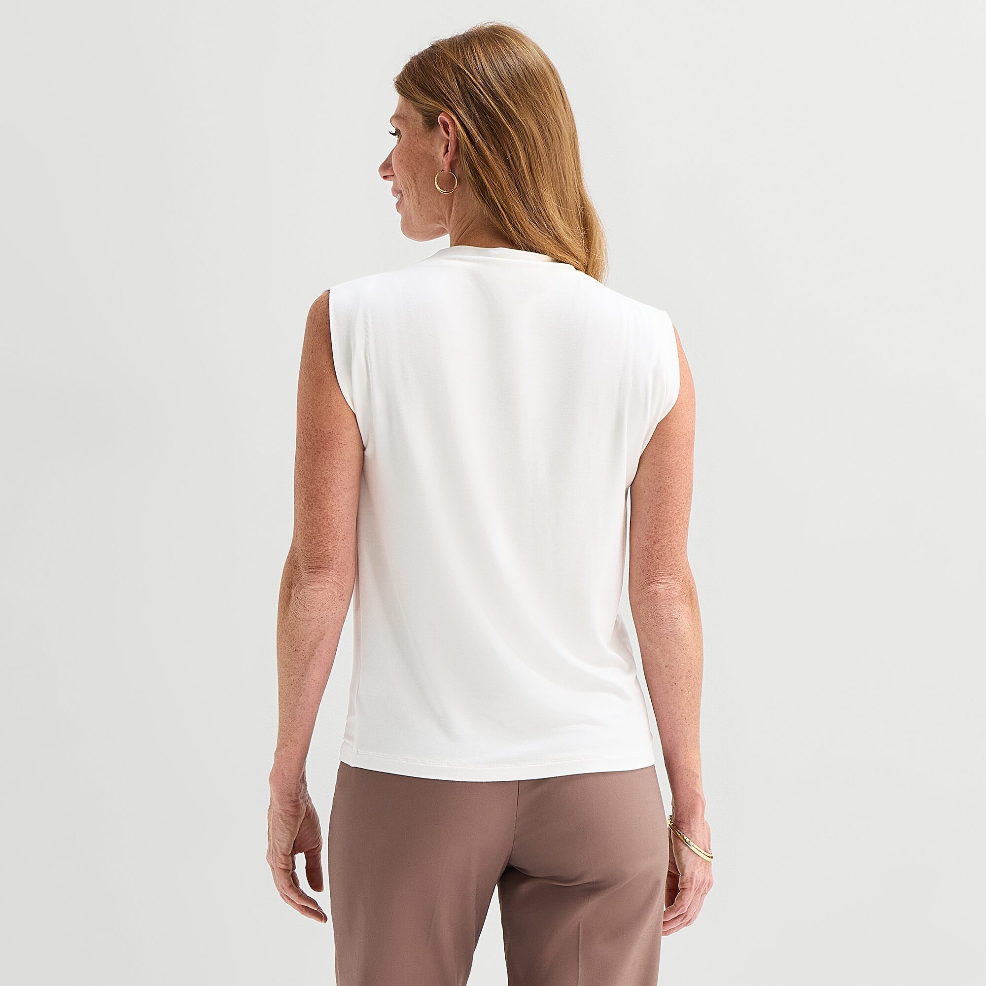 Liz Claiborne Womens Mock Neck Sleeveless Blouse