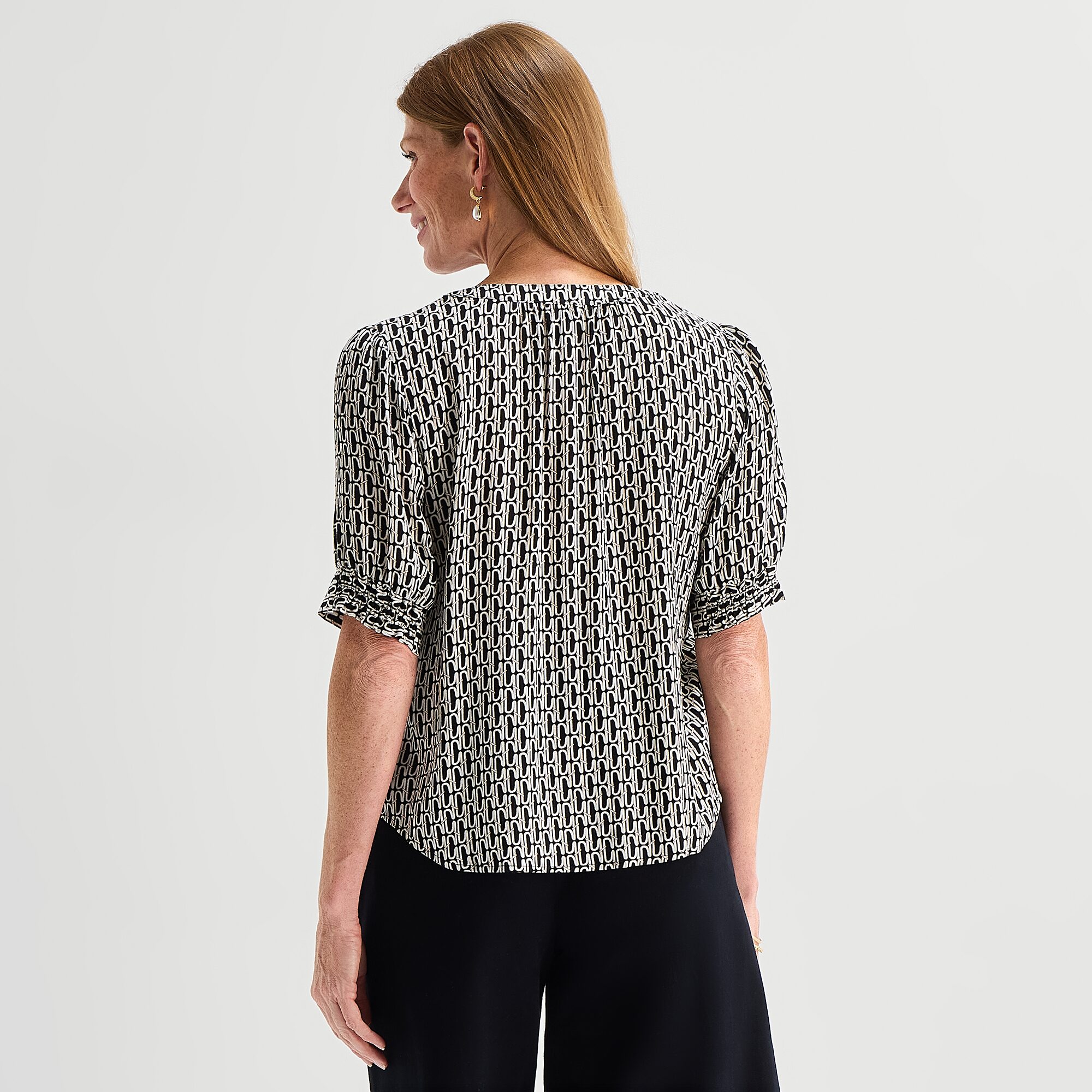 Liz Claiborne Womens Crew Neck Short Sleeve Blouse