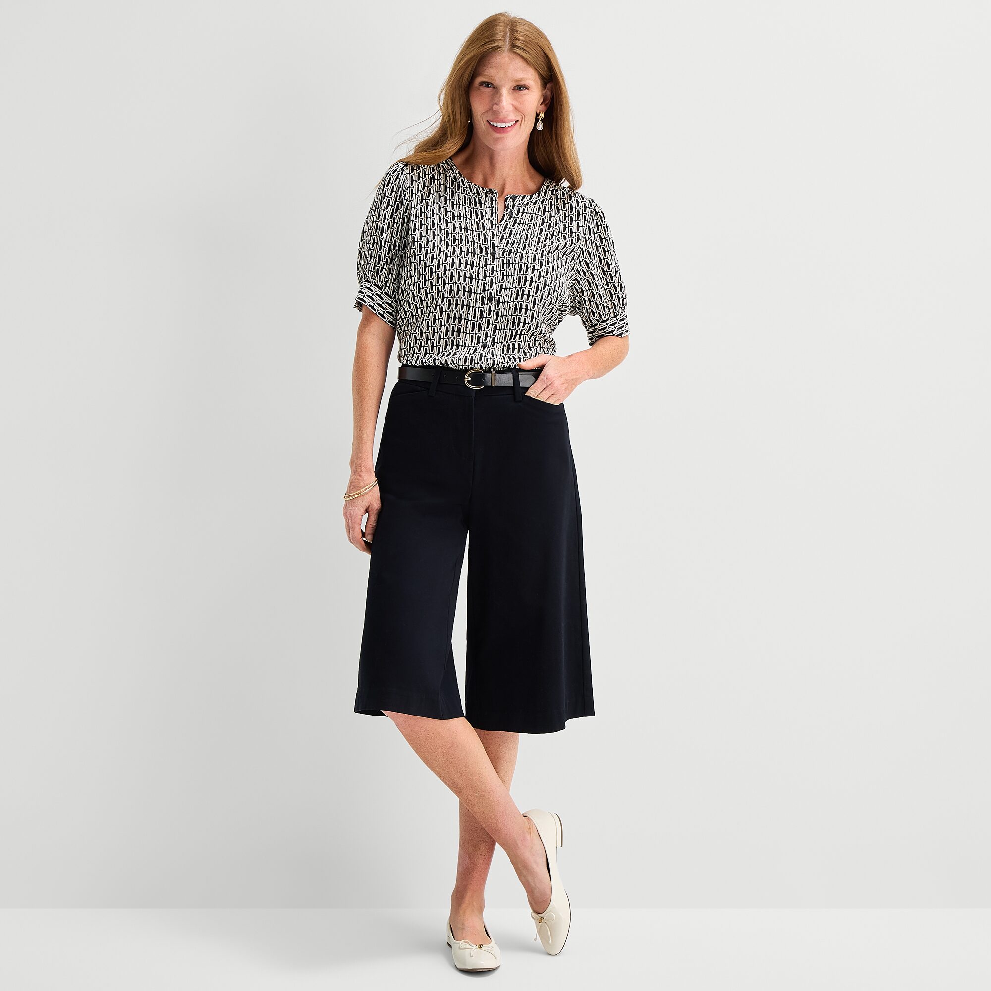 Liz Claiborne Womens Crew Neck Short Sleeve Blouse