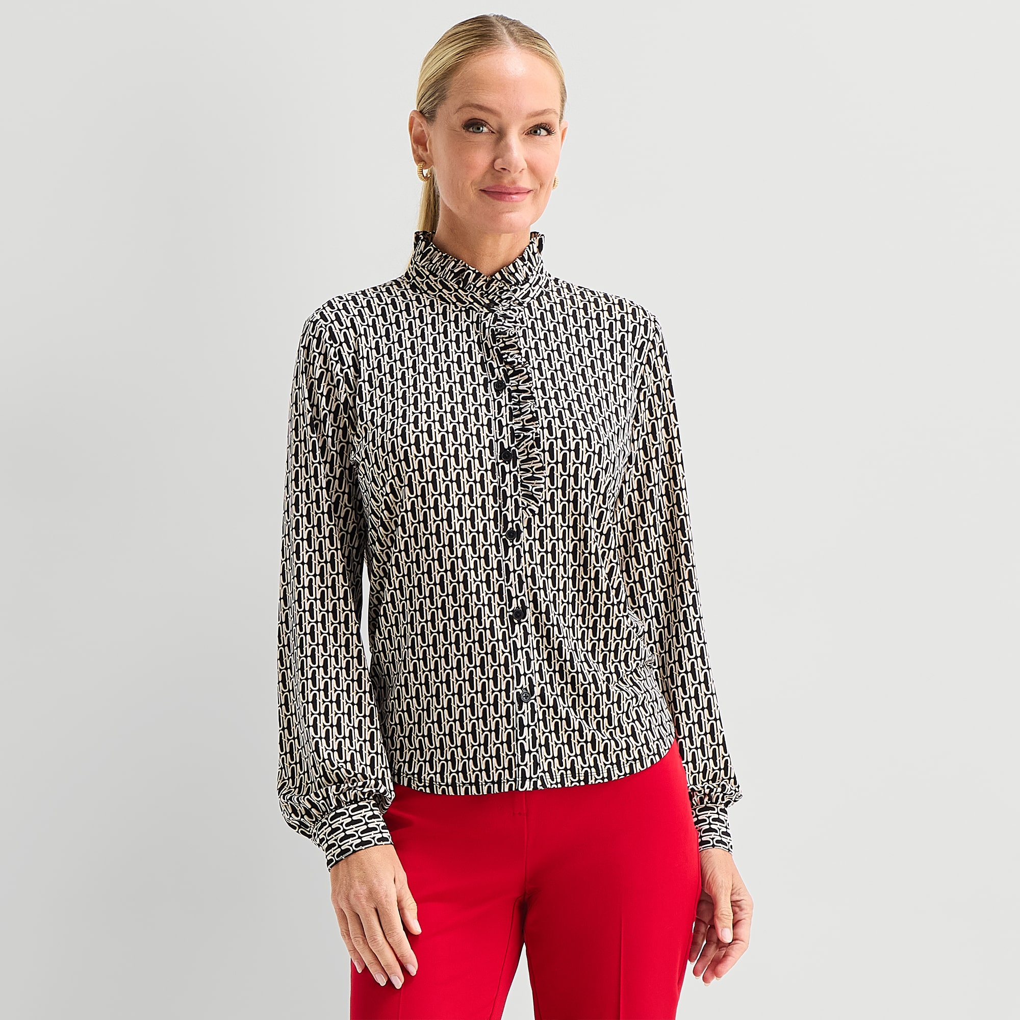 Liz Claiborne Womens Long Sleeve Blouse