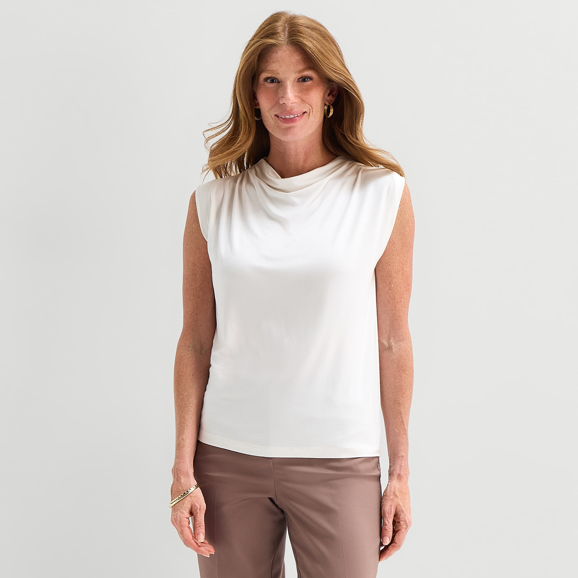 Liz Claiborne Womens Mock Neck Sleeveless Blouse