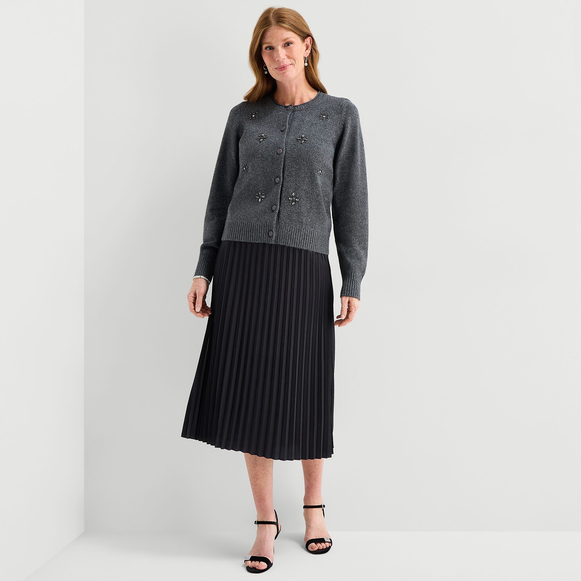 Liz Claiborne Womens Midi Pleated Skirt