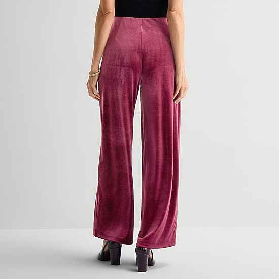 Liz Claiborne Velvet Womens Wide Leg Mid Rise Pull-On Pant