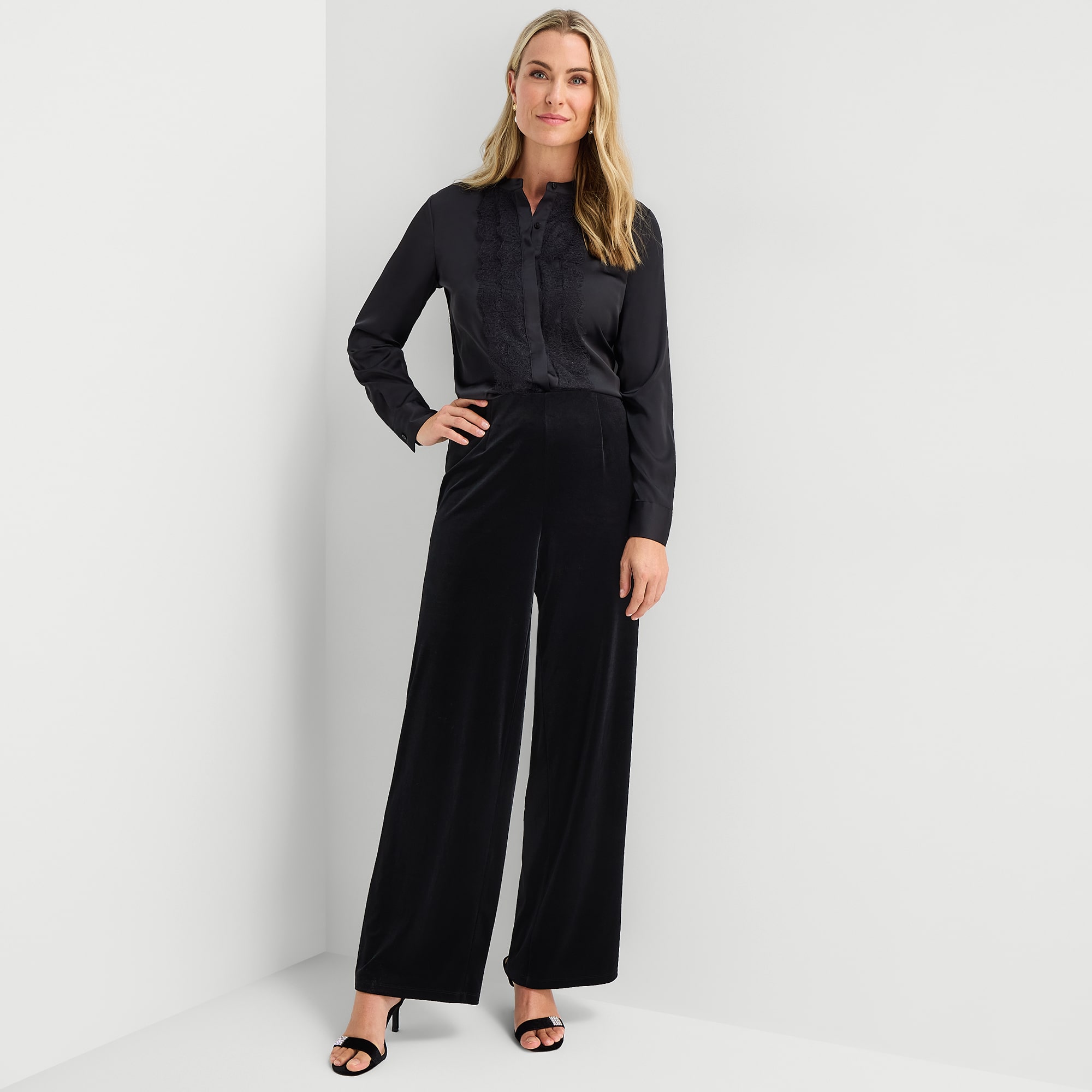 Liz Claiborne Velvet Womens Wide Leg Mid Rise Pull-On Pant