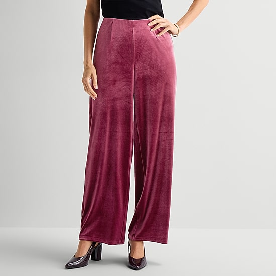 Liz Claiborne Velvet Womens Wide Leg Mid Rise Pull-On Pant