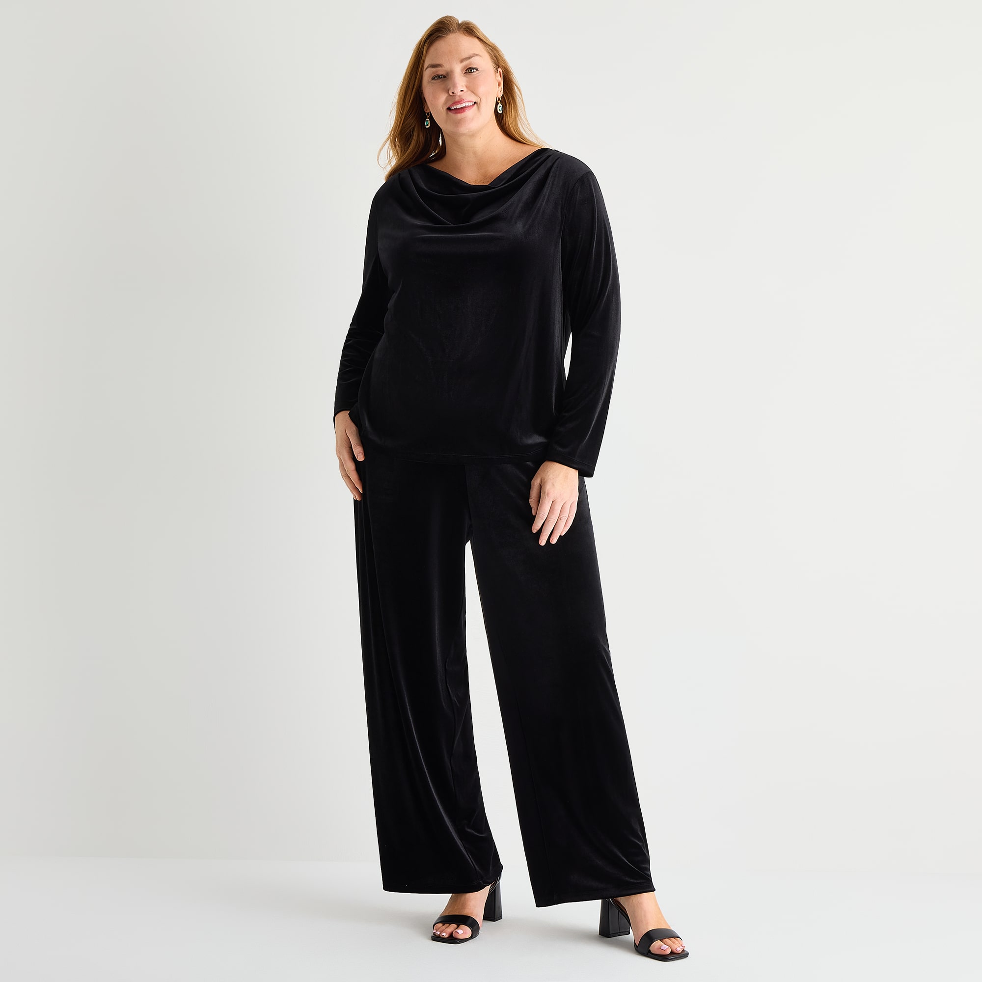 Liz Claiborne Velvet Womens Plus Wide Leg Mid Rise Pull-On Pant