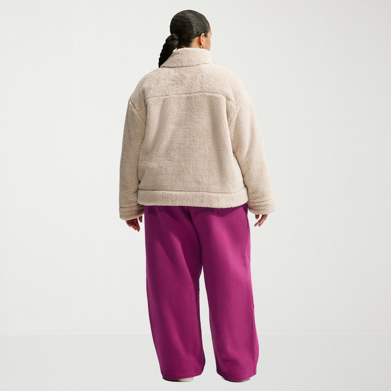 Nike Womens Drawstring Waist Wide Leg Mid Rise Relaxed Fit Plus Fleece Sweatpant