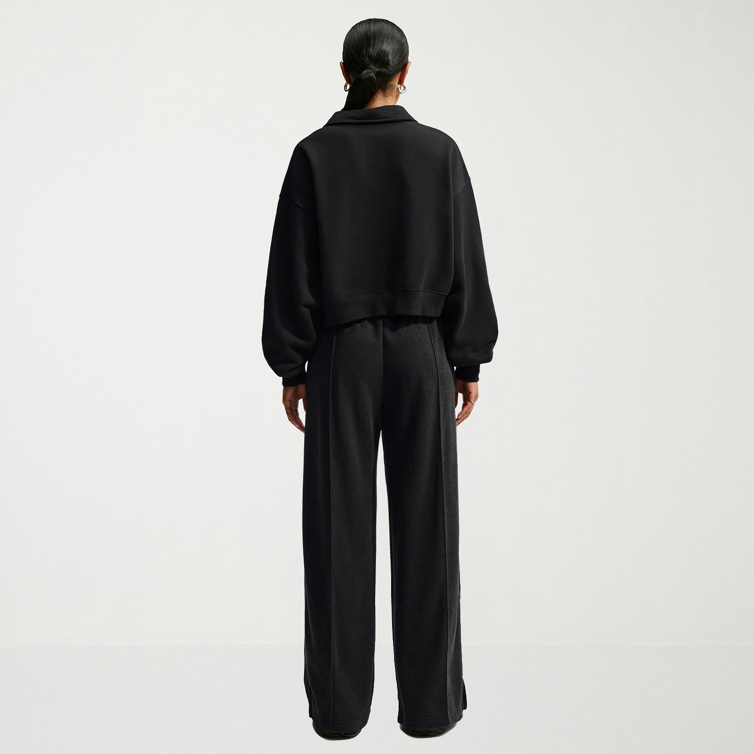 Nike Womens Drawstring Waist Wide Leg Mid Rise Relaxed Fit Fleece Sweatpant