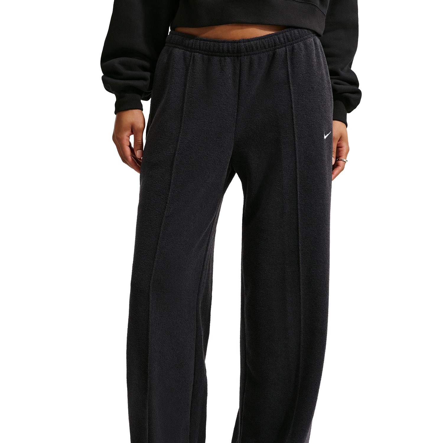 Nike Womens Drawstring Waist Wide Leg Mid Rise Relaxed Fit Fleece Sweatpant