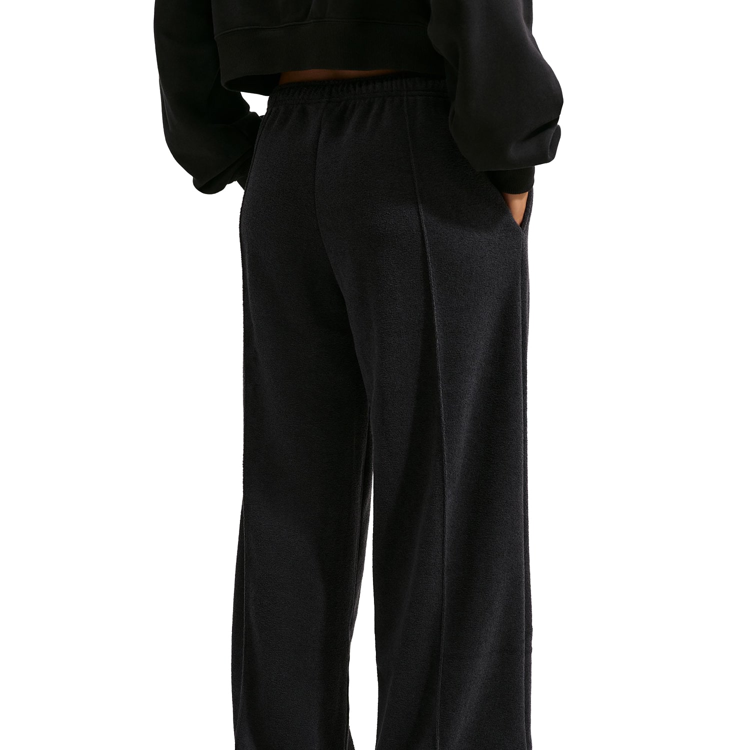 Nike Womens Drawstring Waist Wide Leg Mid Rise Relaxed Fit Fleece Sweatpant