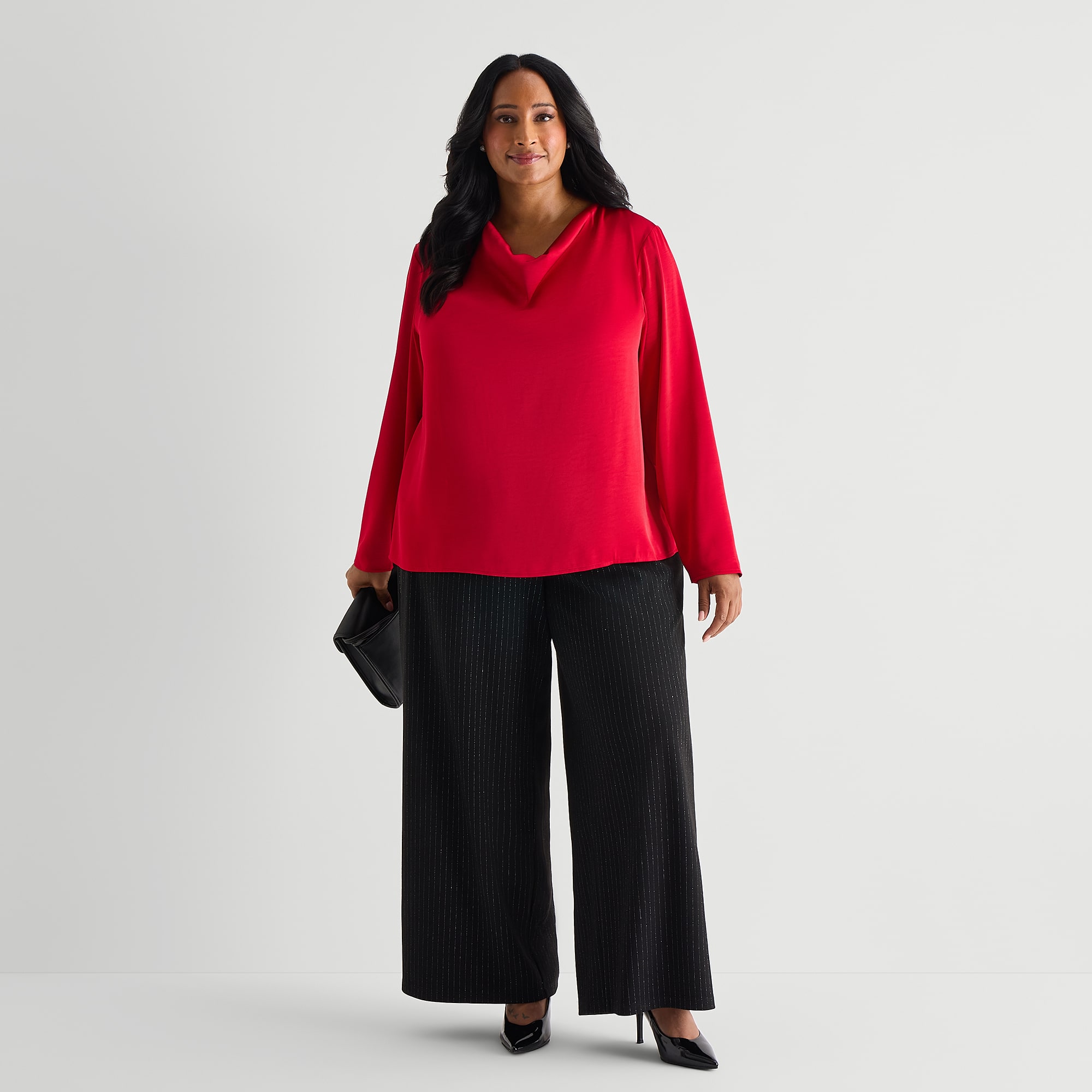 Liz Claiborne Velvet Womens Plus Wide Leg Mid Rise Pull-On Pant