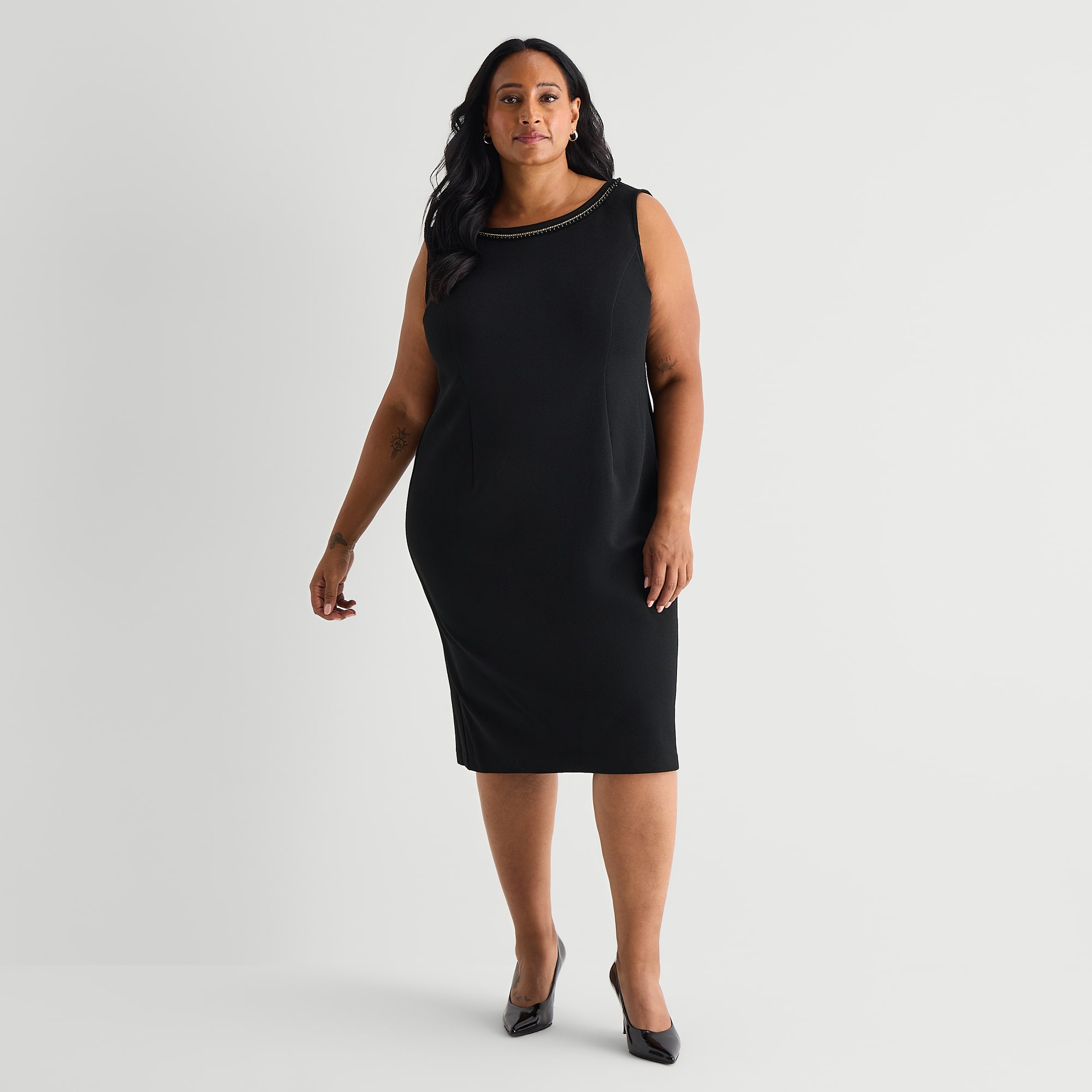 Maya Brooke Womens Plus Grid Jacket Dress
