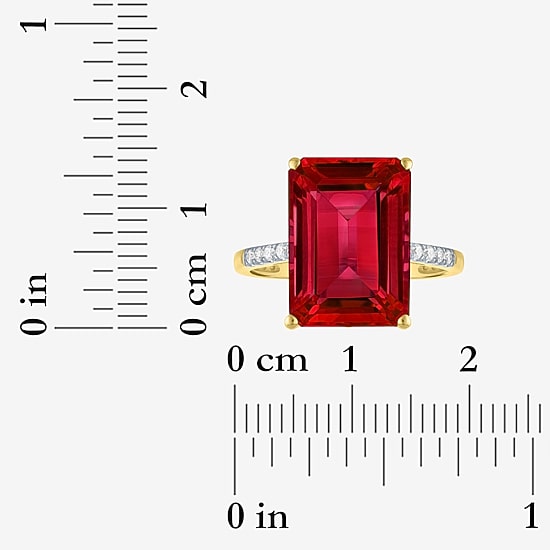 (G-H/Si2-I1) Womens 1/10 CT. T.W. Gemstone 10K Gold Side Stone Cocktail Ring