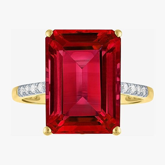 (G-H/Si2-I1) Womens 1/10 CT. T.W. Gemstone 10K Gold Side Stone Cocktail Ring