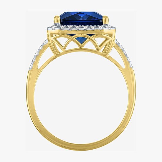 (G-H/Si2-I1) Womens 1/4 CT. T.W. Gemstone 10K Gold Halo Side Stone Cocktail Ring