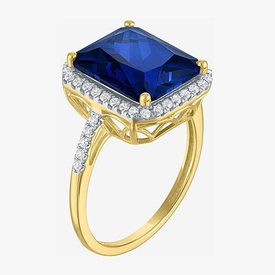 (G-H/Si2-I1) Womens 1/4 CT. T.W. Gemstone 10K Gold Halo Side Stone Cocktail Ring
