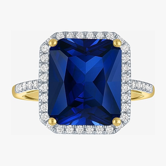 (G-H/Si2-I1) Womens 1/4 CT. T.W. Gemstone 10K Gold Halo Side Stone Cocktail Ring