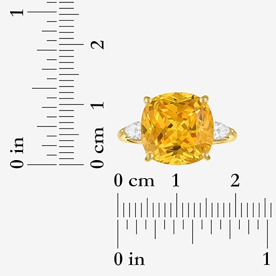 (G-H/Si2-I1) Womens 1/4 CT. T.W. Genuine Yellow Citrine 10K Gold Cushion 3-Stone Cocktail Ring