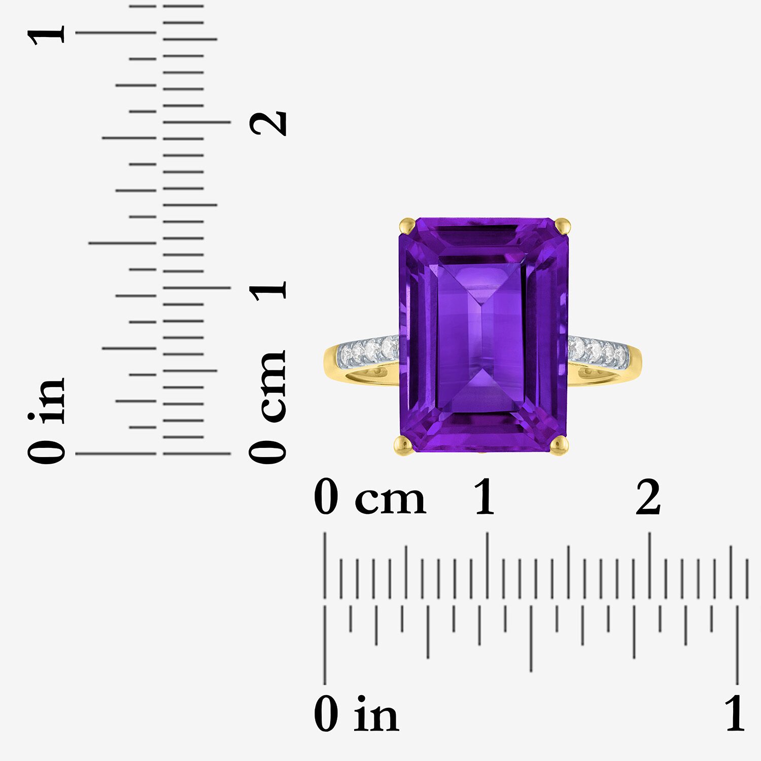 (G-H/Si2-I1) Womens 1/10 CT. T.W. Gemstone 10K Gold Side Stone Cocktail Ring