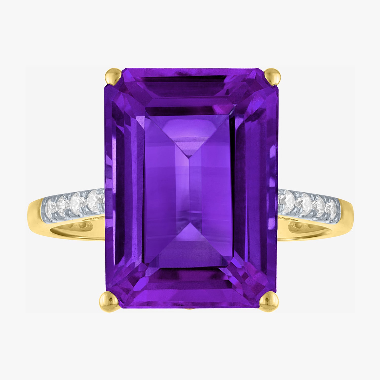(G-H/Si2-I1) Womens 1/10 CT. T.W. Gemstone 10K Gold Side Stone Cocktail Ring