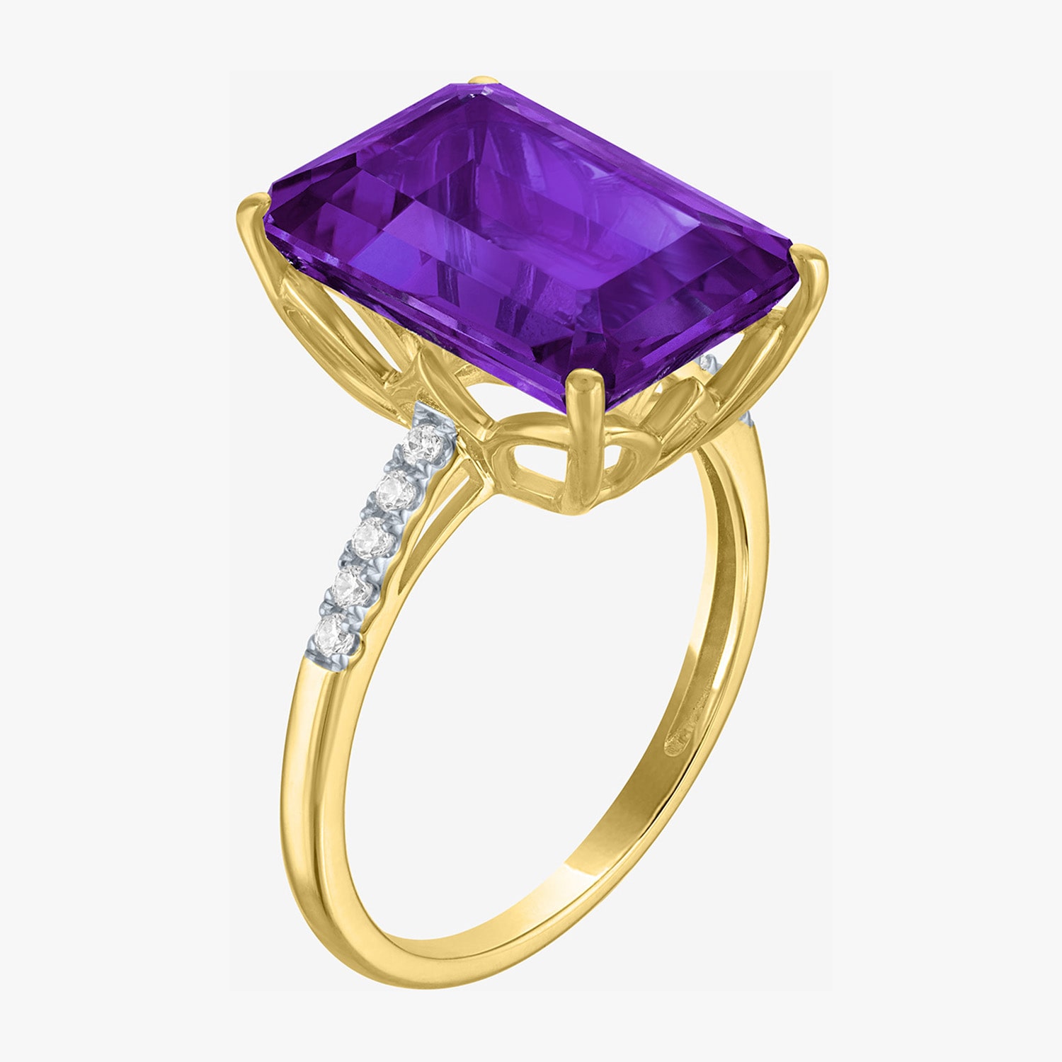 (G-H/Si2-I1) Womens 1/10 CT. T.W. Gemstone 10K Gold Side Stone Cocktail Ring