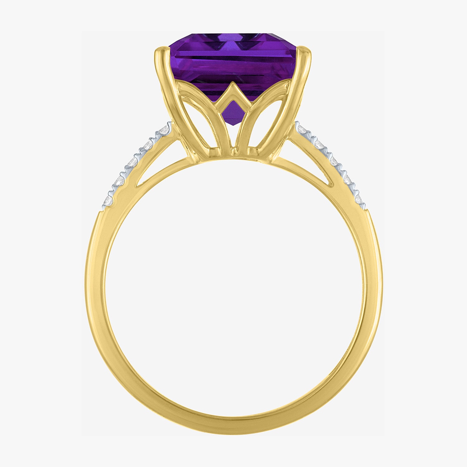 (G-H/Si2-I1) Womens 1/10 CT. T.W. Gemstone 10K Gold Side Stone Cocktail Ring
