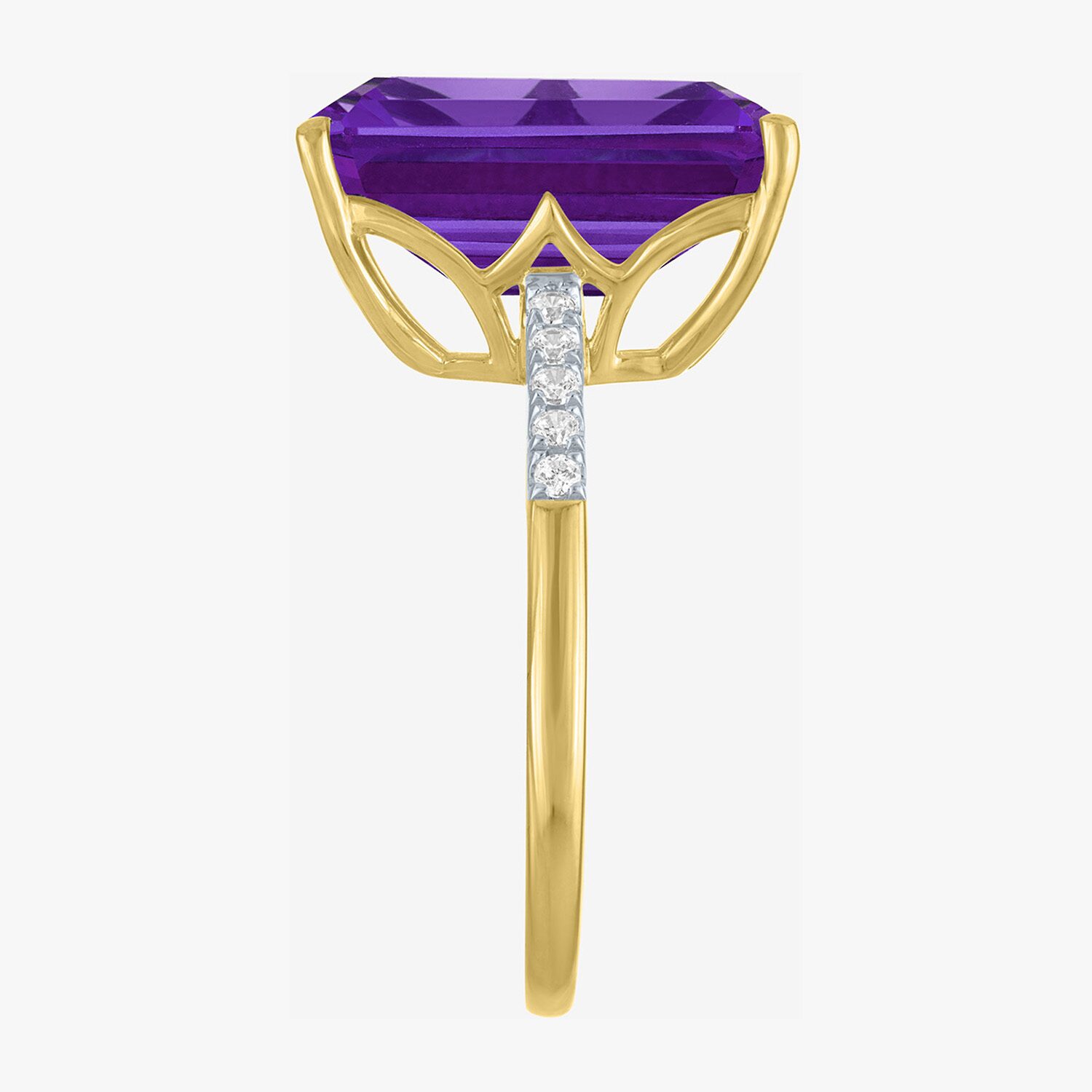 (G-H/Si2-I1) Womens 1/10 CT. T.W. Gemstone 10K Gold Side Stone Cocktail Ring