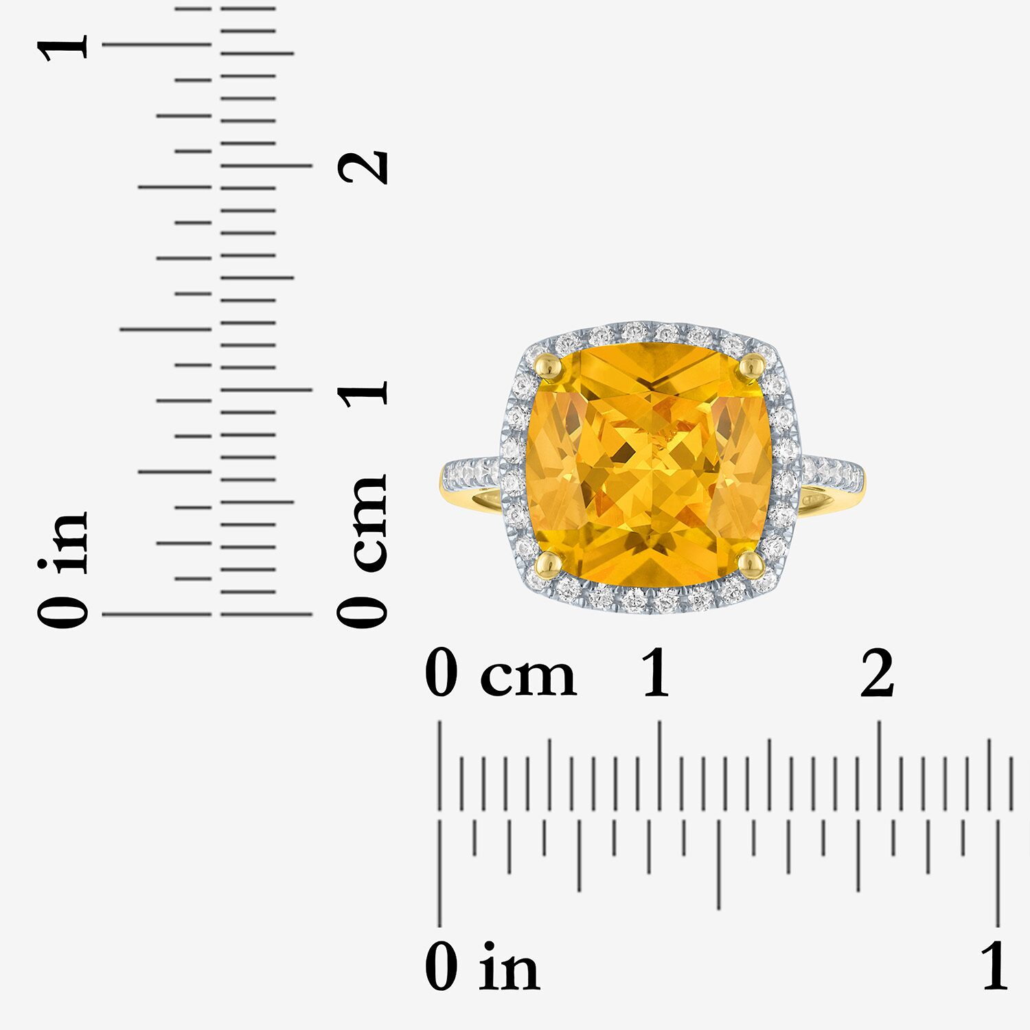 (G-H/Si2-I1) Womens 1/4 CT. T.W. Gemstone 10K Gold Cushion Halo Side Stone Cocktail Ring