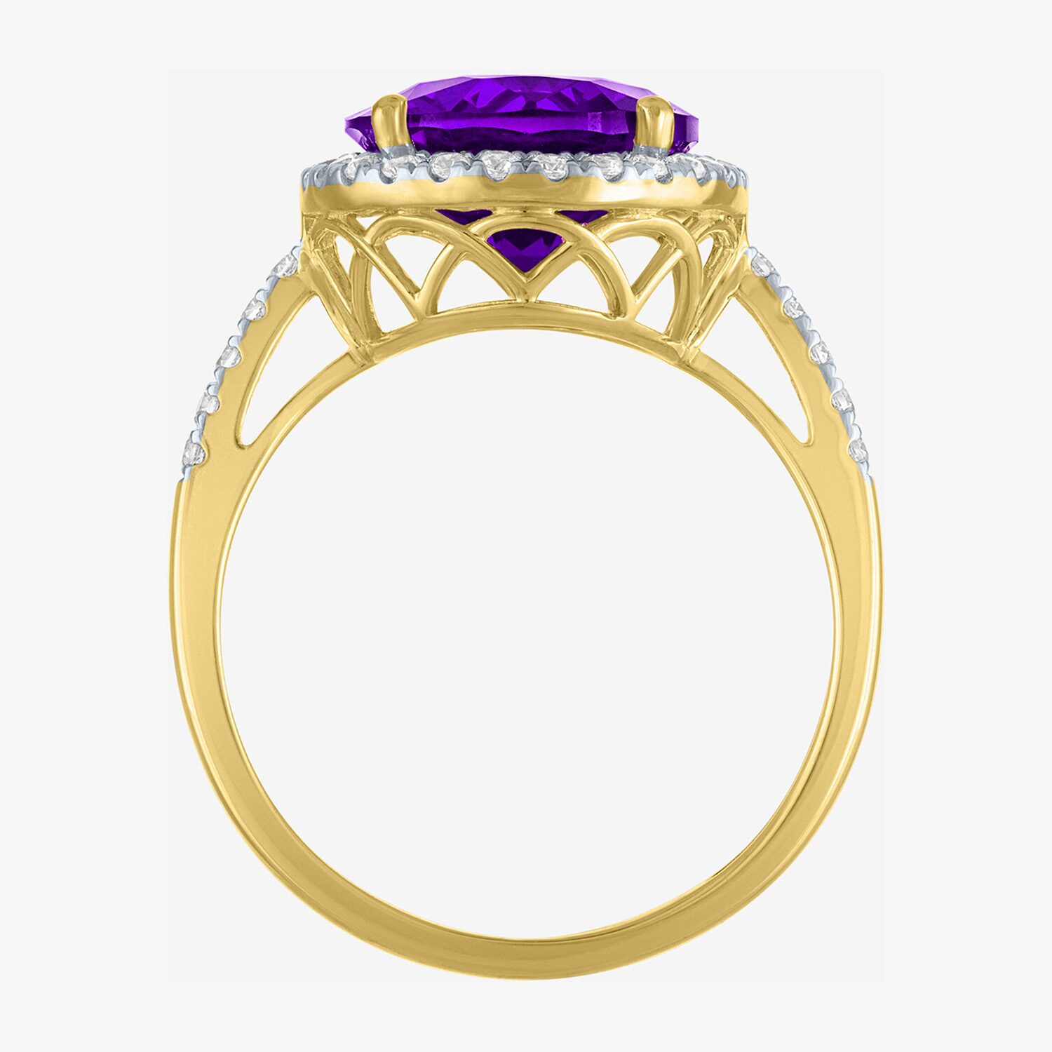 (G-H/Si2-I1) Womens 1/4 CT. T.W. Gemstone 10K Gold Oval Halo Side Stone Cocktail Ring