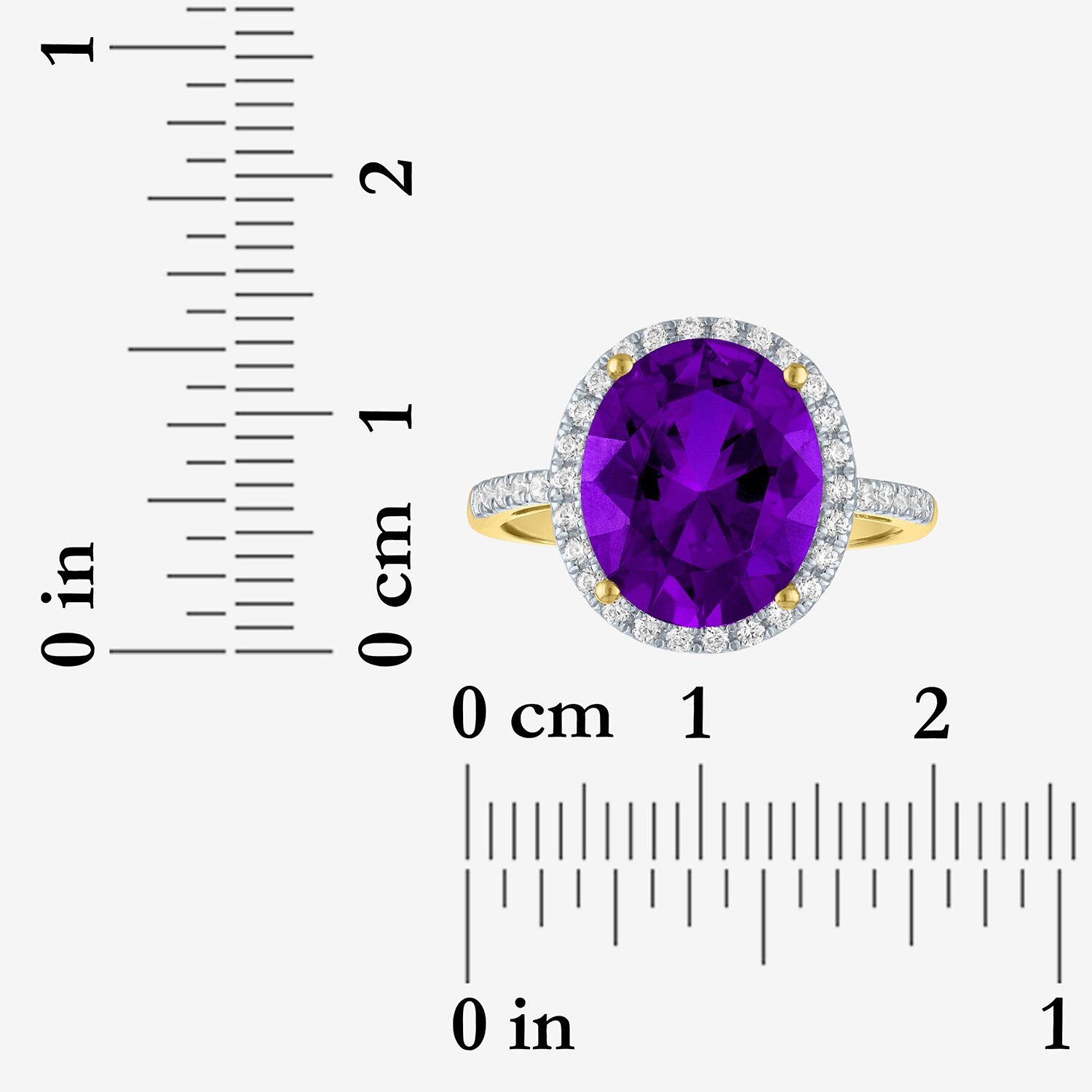 (G-H/Si2-I1) Womens 1/4 CT. T.W. Gemstone 10K Gold Oval Halo Side Stone Cocktail Ring