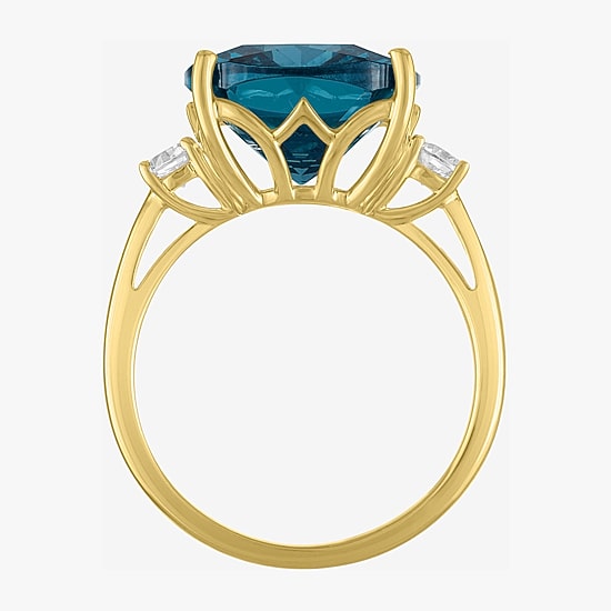 (G-H / Si2-I1) Womens 1/4 CT. T.W. Gemstone 10K Gold Cushion 3-Stone Cocktail Ring