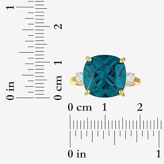 (G-H / Si2-I1) Womens 1/4 CT. T.W. Gemstone 10K Gold Cushion 3-Stone Cocktail Ring