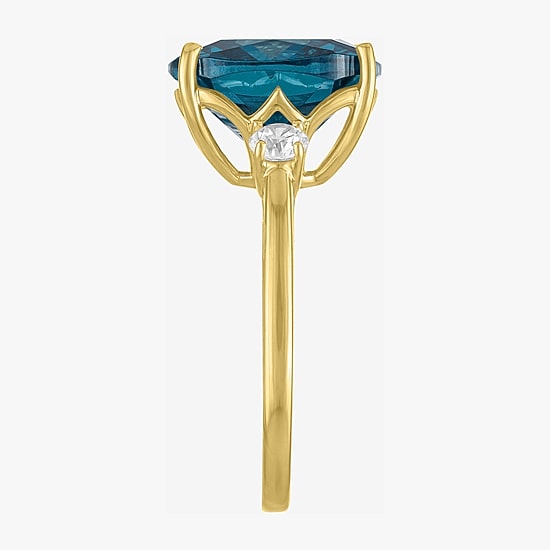 (G-H / Si2-I1) Womens 1/4 CT. T.W. Gemstone 10K Gold Cushion 3-Stone Cocktail Ring