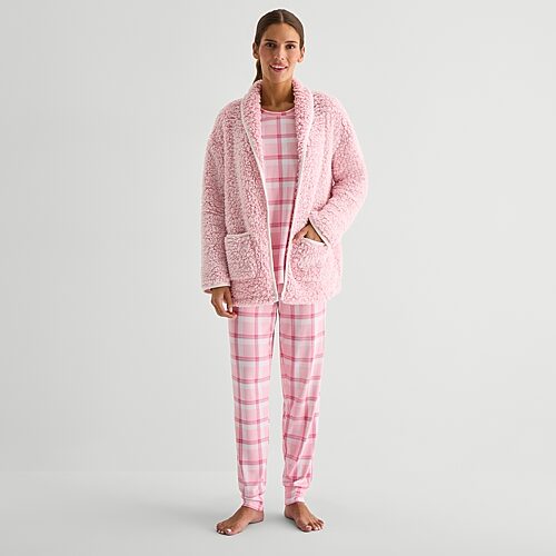 Cuddl Duds Women's Long-Sleeve Snuggle Up Sherpa Bed Jacket - Blush