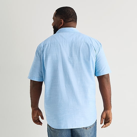 St. John's Bay Slub Mens Short Sleeve Classic Fit Big and Tall Button-Down Shirt
