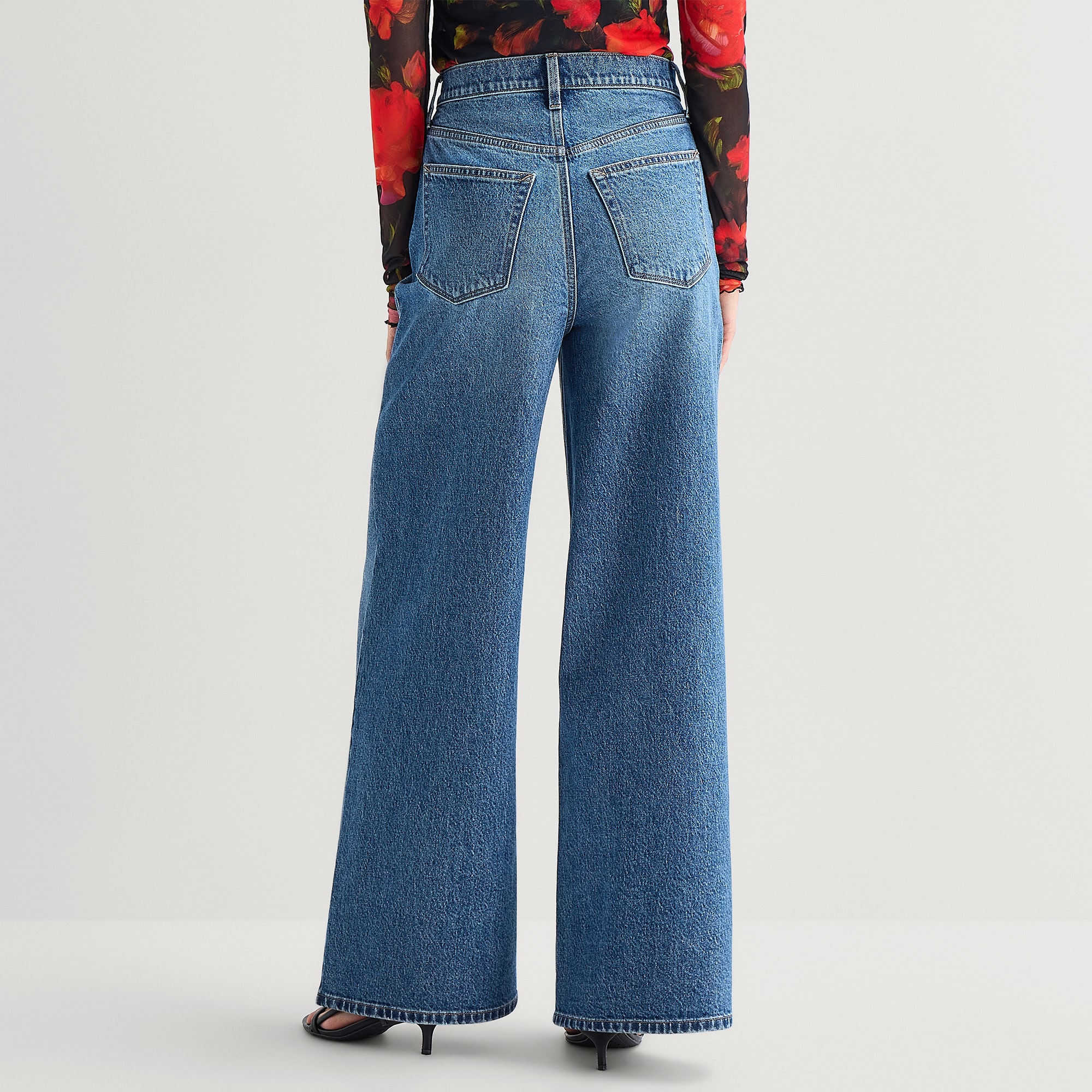 A.N.A Embellished Womens Tall Highest Rise Wide Leg Jean