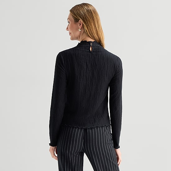 Liz Claiborne Womens Mock Neck Long Sleeve Blouse