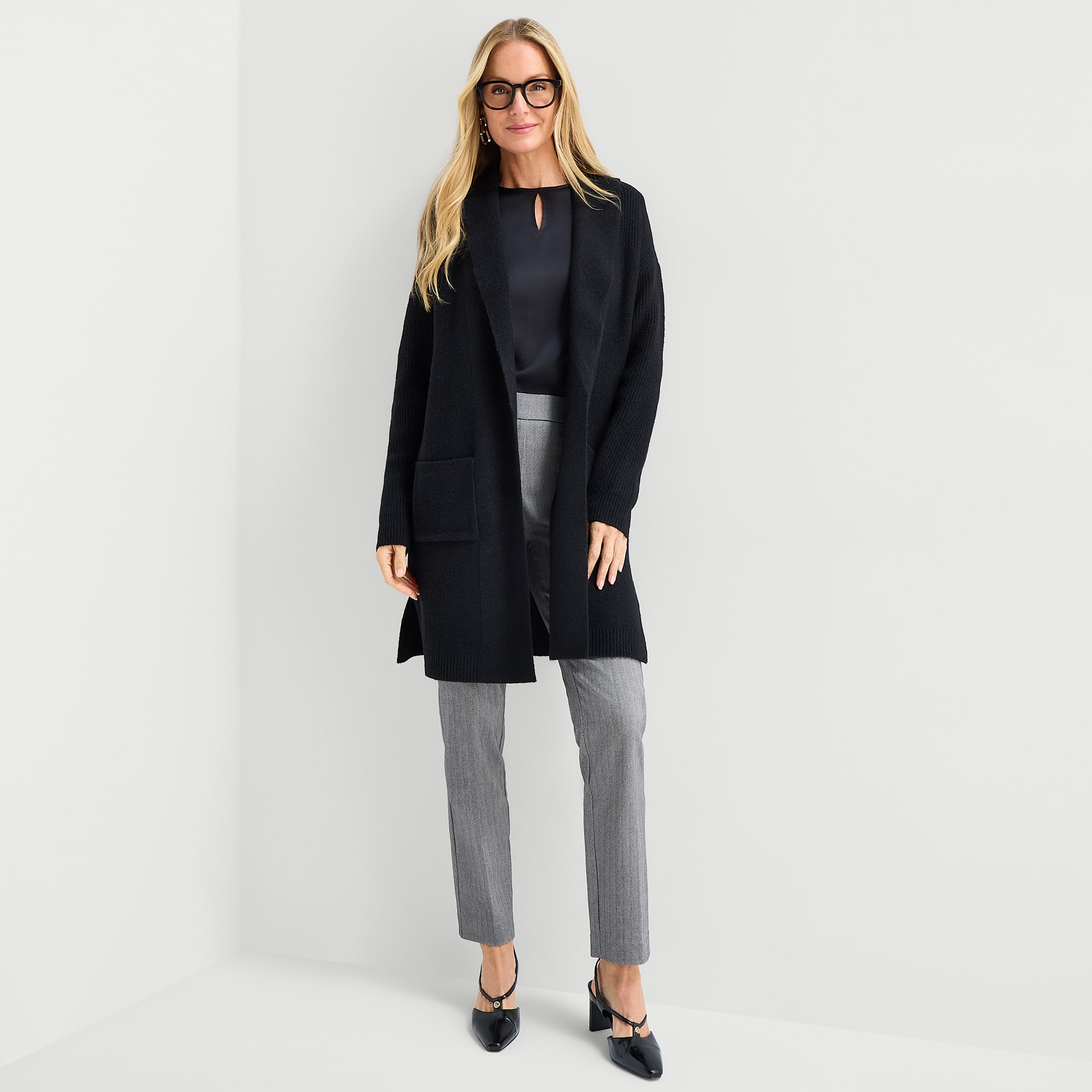 Liz Claiborne Coatigan Womens Long Sleeve Open Front Cardigan