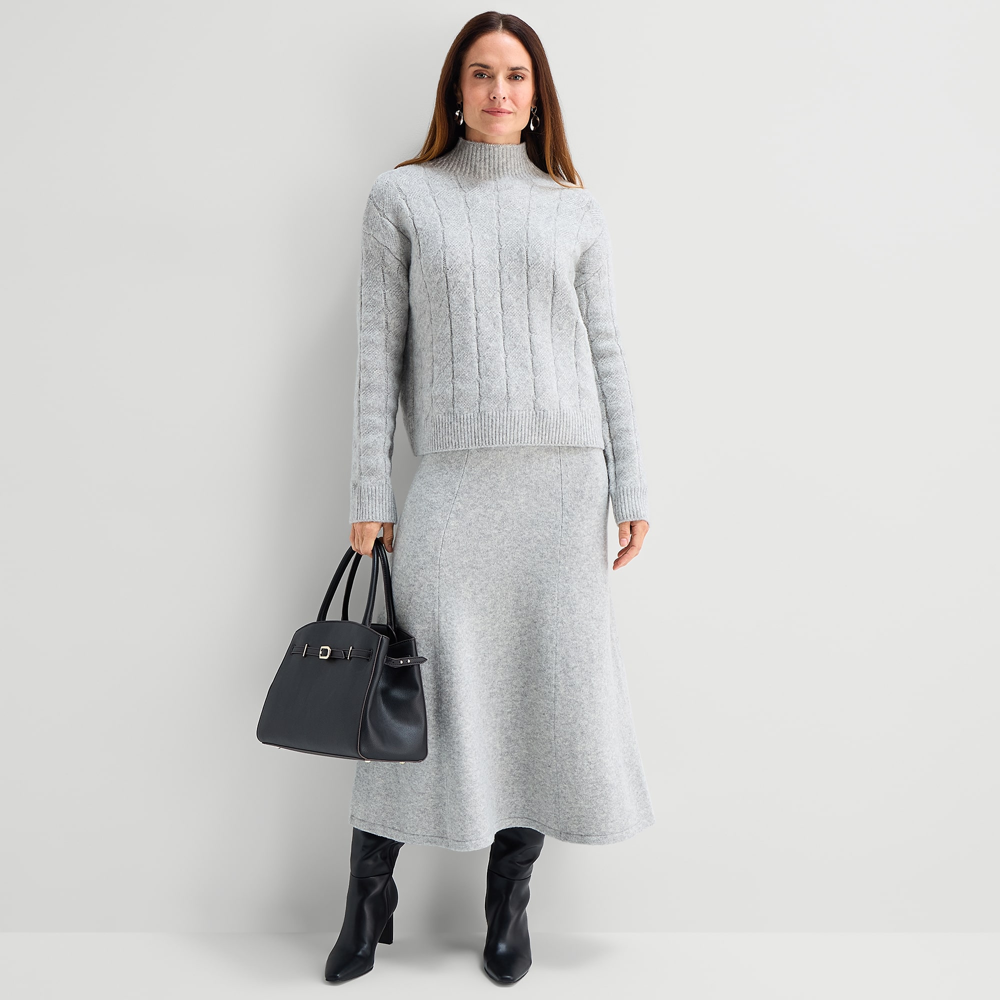 Liz Claiborne Womens High Rise Midi Sweater Knit Pencil Skirt