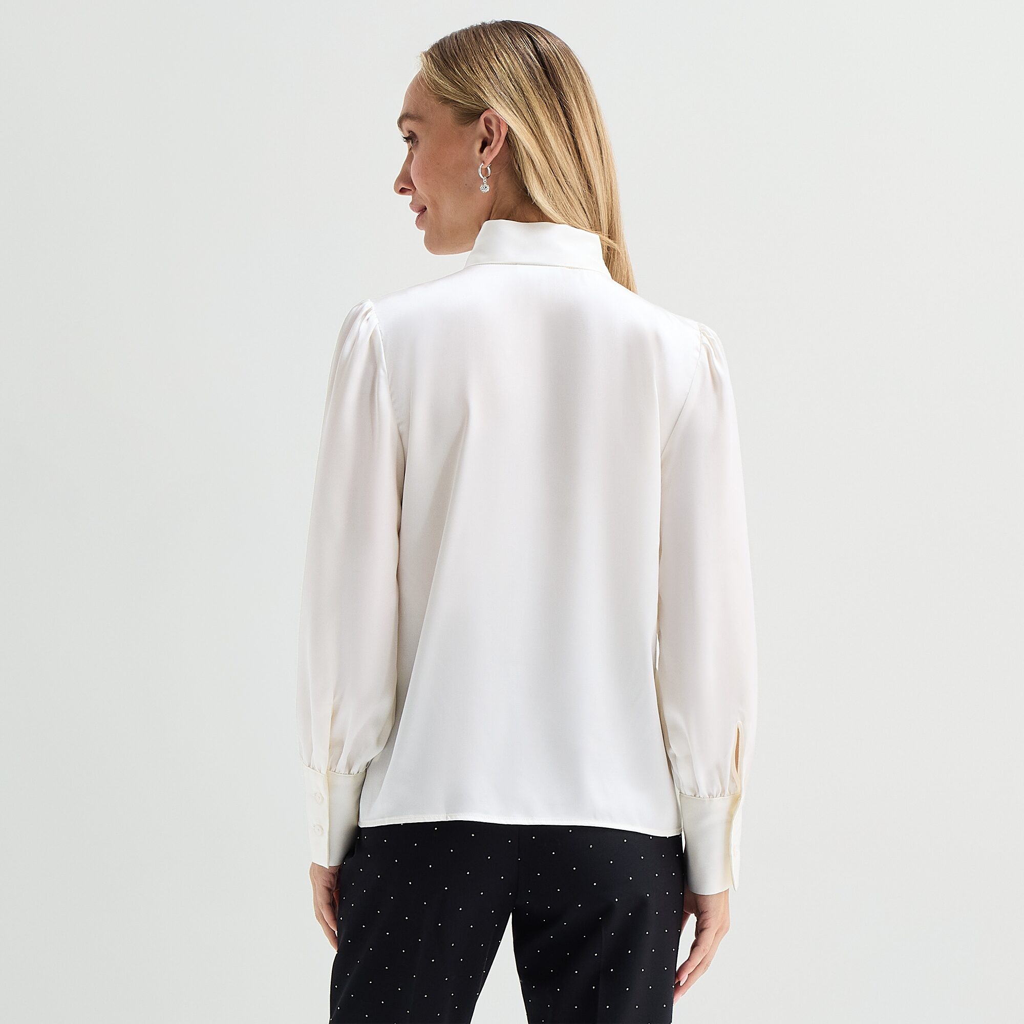 Liz Claiborne Womens Tall Split Tie Neck Long Sleeve Blouse