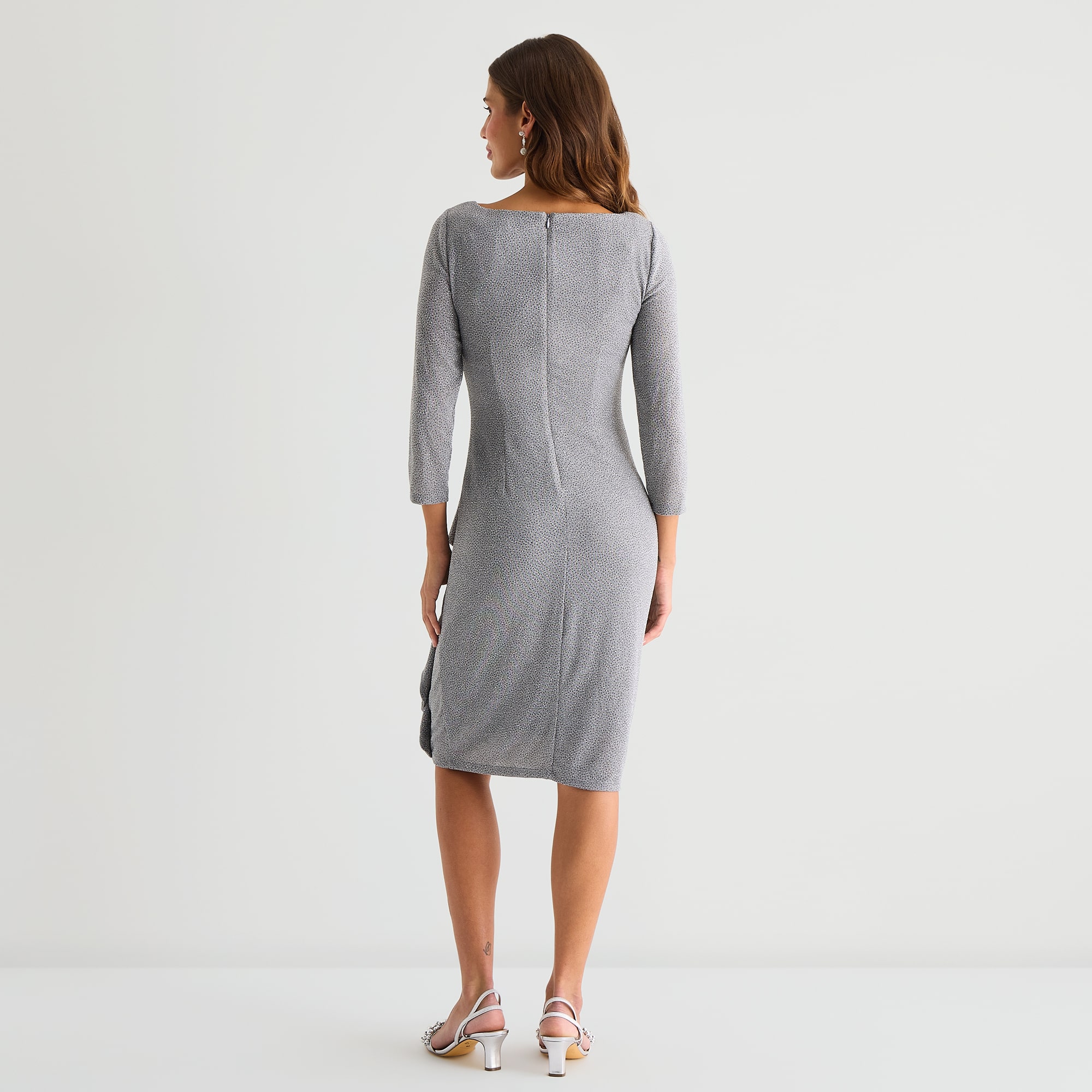 Jessica Howard Womens Boat Neck 3/4 Sleeve Sheath Dress