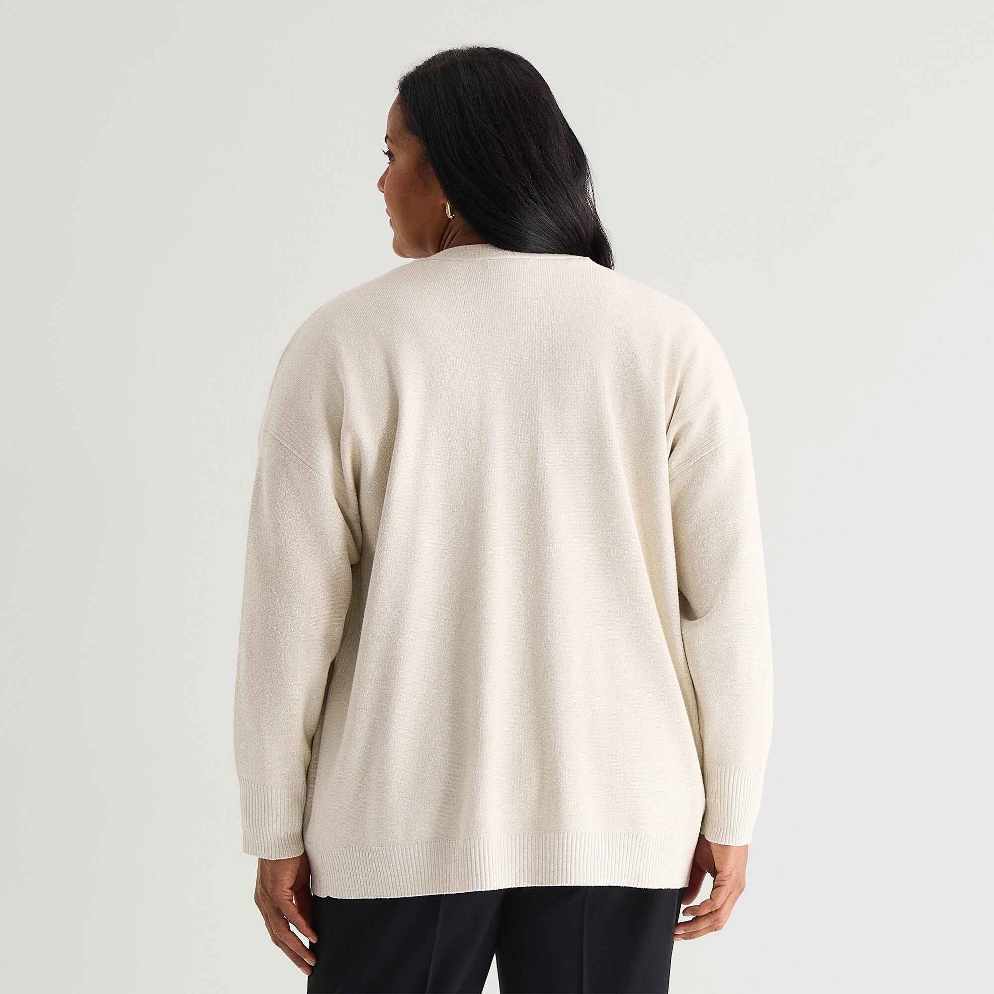 Liz Claiborne Womens Long Sleeve Open Front Plus Cardigan