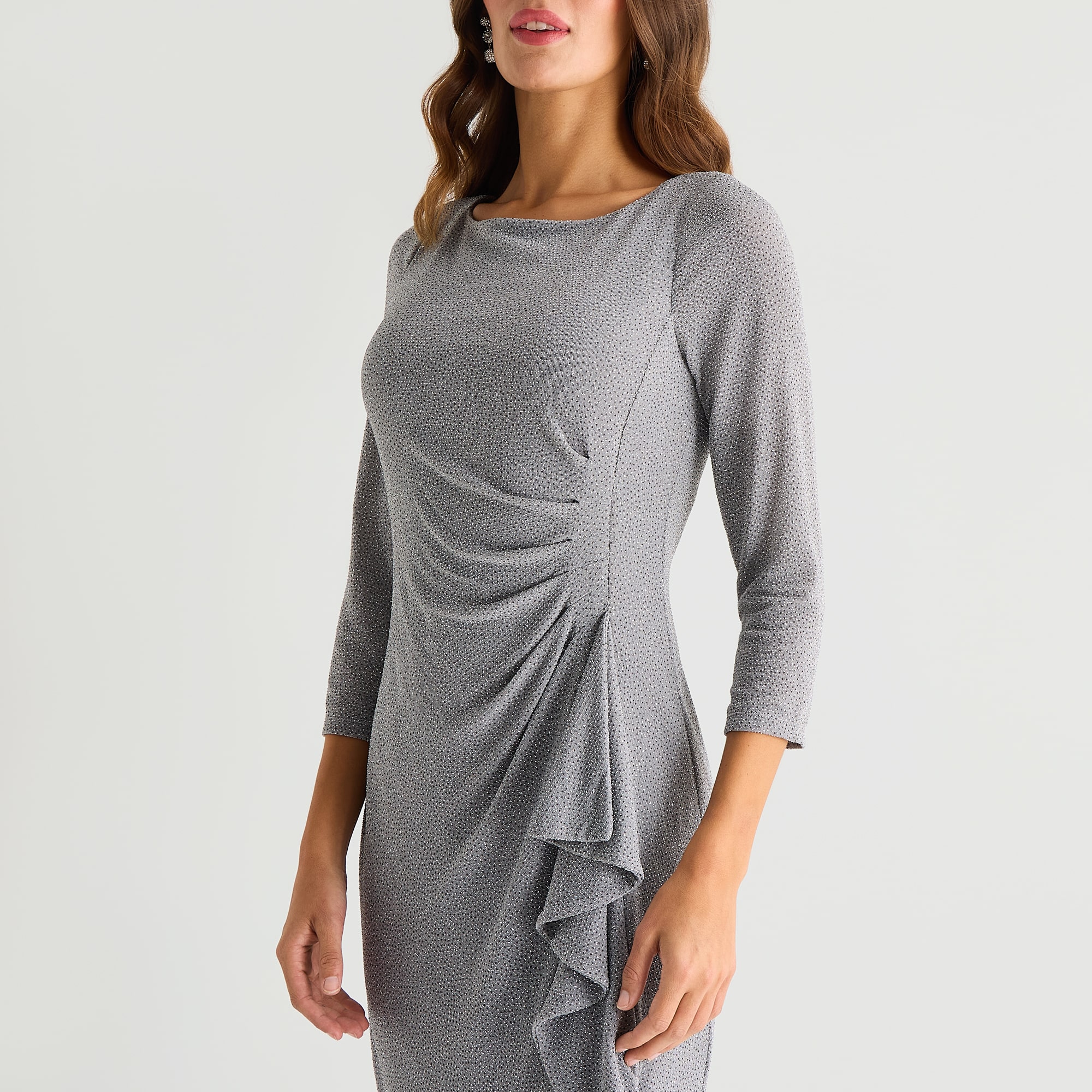 Jessica Howard Womens Boat Neck 3/4 Sleeve Sheath Dress