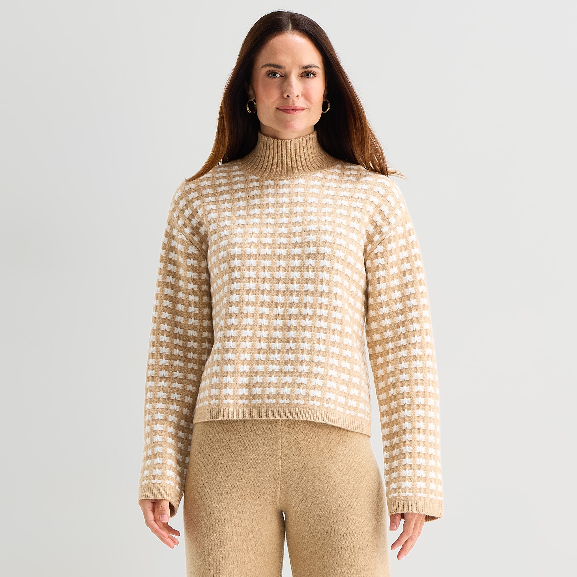 Liz Claiborne Petite Womens Turtleneck Long Sleeve Pullover Sweater