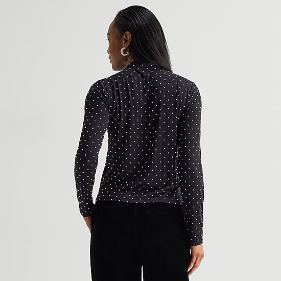 Liz Claiborne Womens Funnel Neck Long Sleeve Blouse