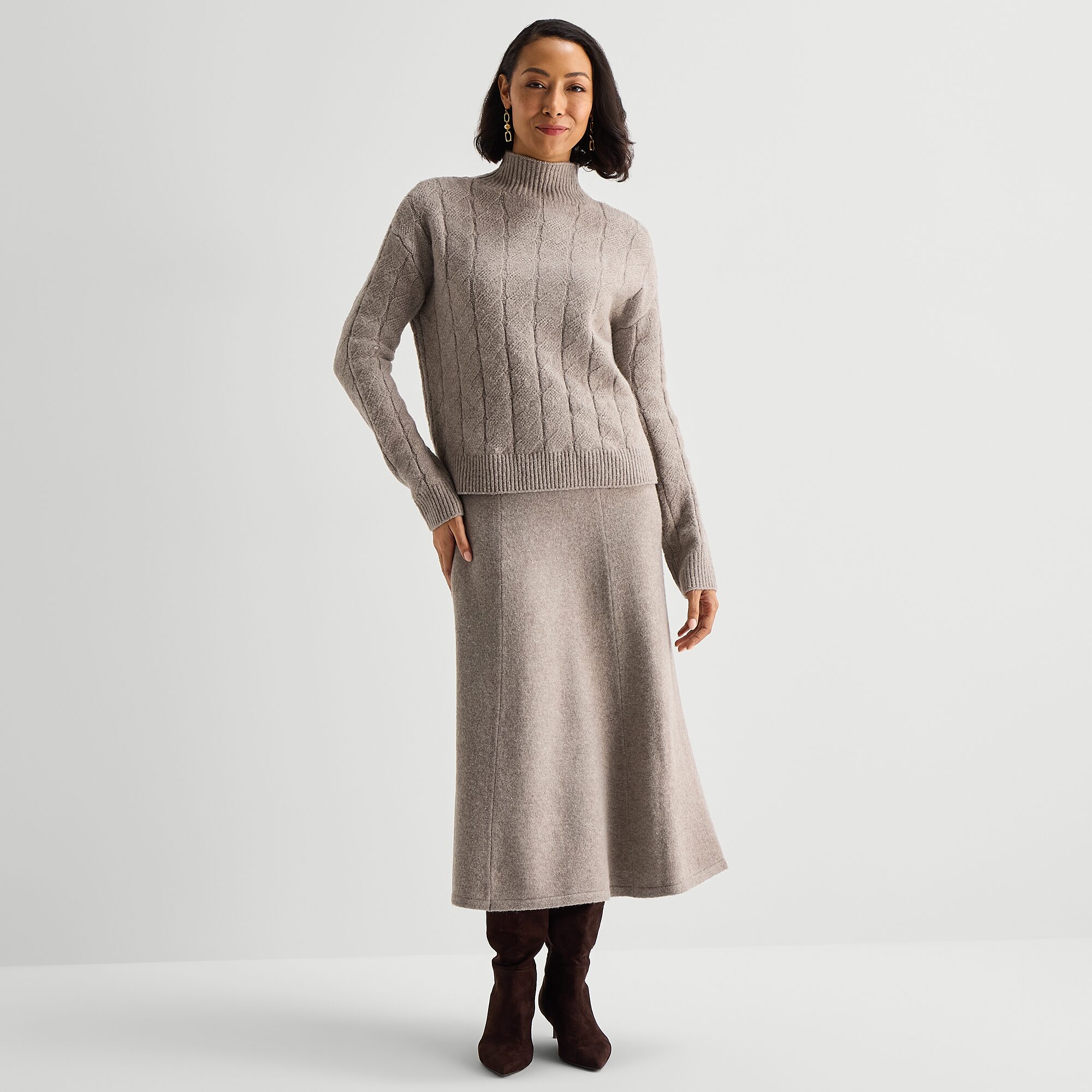 Liz Claiborne Womens Mock Neck Long Sleeve Pullover Sweater